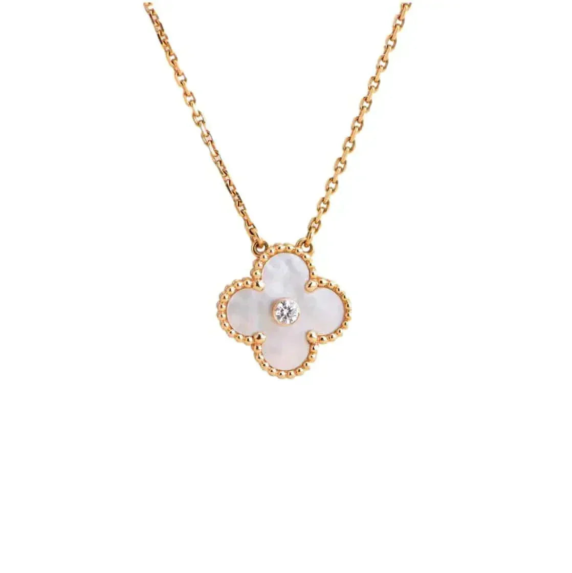 [Spark]CLOVER 15MM DIAMOND WHITE FRITILLARIA NECKLACE