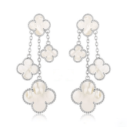 [Spark]CLOVER EARRINGS WHITE MOP 4 MOTIFS SILVER