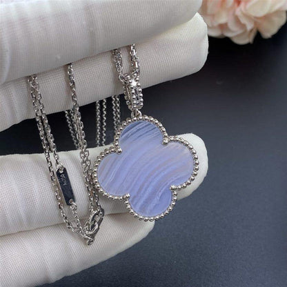 [Spark]CLOVER SILVER CHALCEDONY BIG CLOVER NECKLACE