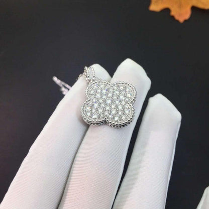 [Spark]CLOVER 25MM SILVER FULL DIAMOND BIG CLOVER NECKLACE