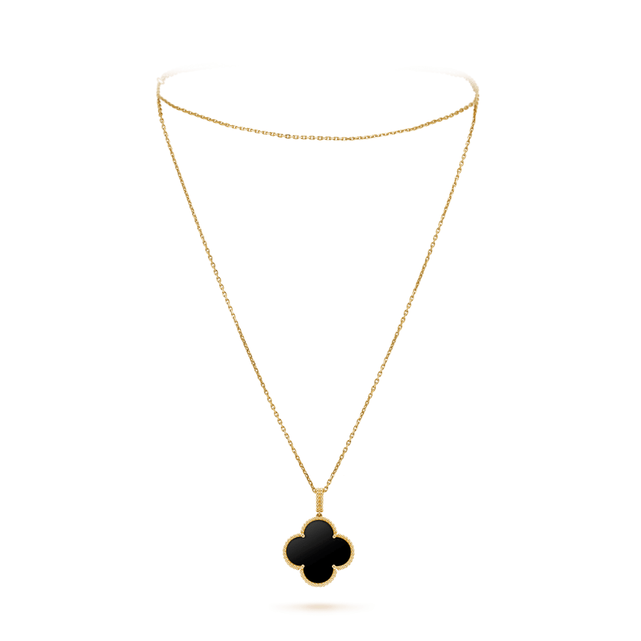 [Spark]CLOVER 25MM GOLD ONYX BIG CLOVER NECKLACE